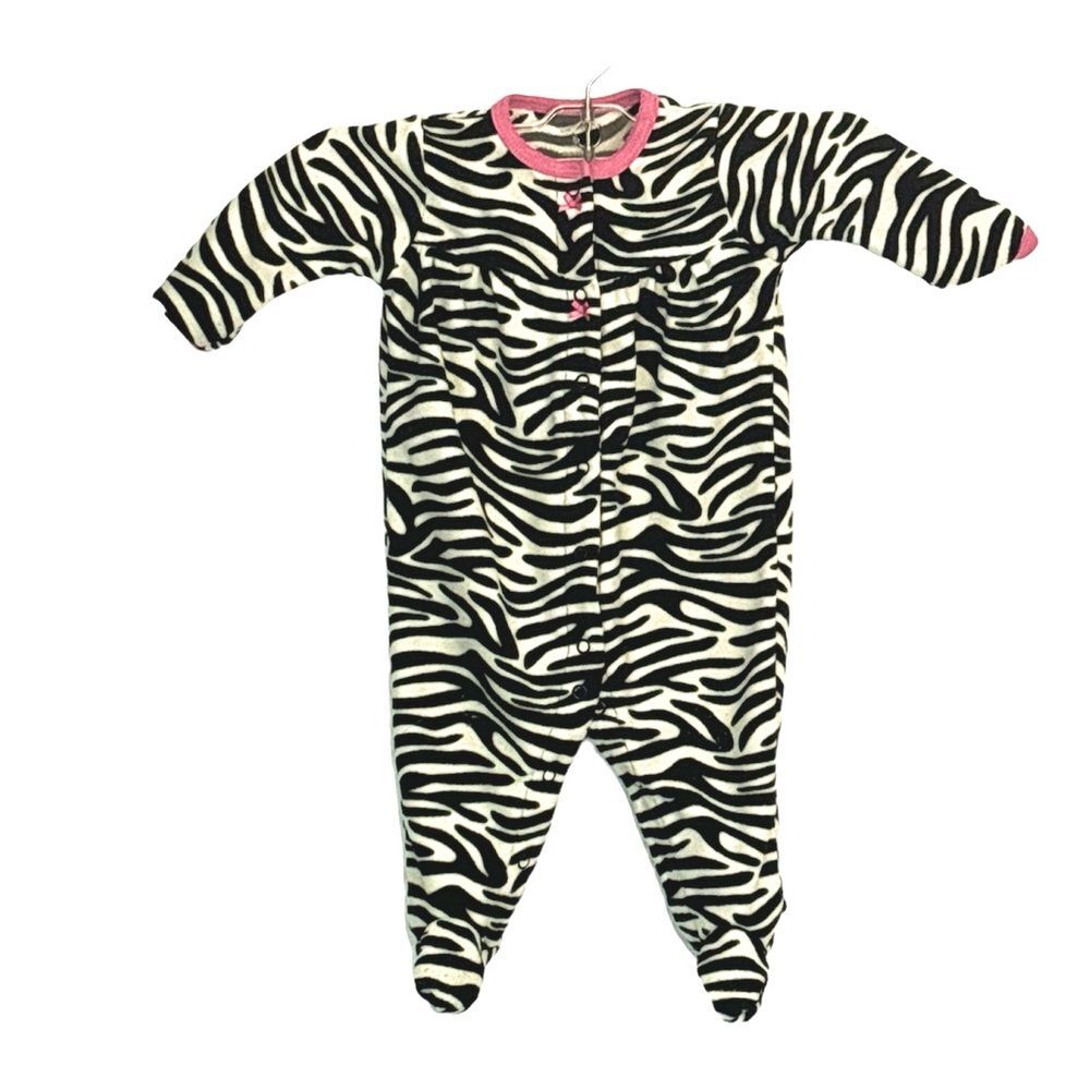 Carter's | Infant Baby Girls Footed Fleece Zebra Print Sleeper Pajamas Footie 6M
